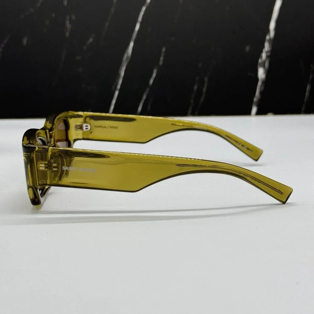 NEW SAINT LAURENT SUNGLASSES GREEN BROWN UNISEX EYEWEAR SAINT LAURENT SL713 004